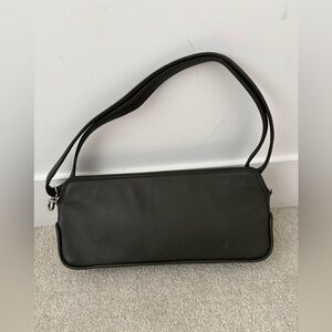 COS Forest Green Leather Baguette Shoulder Bag Minimalist Scandinavian Design